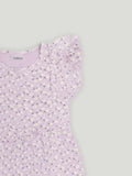 Kidbea Girls Cotton Frock | Floral Printed Dress with Ruffle Sleeves | Casual & Trendy Dress | Lavender
