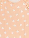 Kidbea Girls Heart Print Clothing Set | Soft Sleeveless Top with Ruffle Sleeves and Elastic Waist Shorts | Peach
