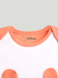 Pack of 2 Full Sleeves 100% Organic cotton Bear Printed Romper – Beige & Orange