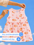 BambooTEC™ Bamboo Muslin Baby Frock – Puppy & Floral Print, Soft & Breathable Dress