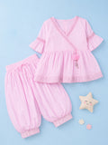 Girls Pink Ethnic Kurta & Dhoti Set – Embroidered Festive Wear