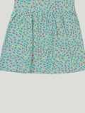 Kidbea Girls Cotton Frock | Soft & Breathable Fabric | Flutter Sleeve Casual Wear for Kids | Teal
