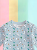 100% Organic Bamboo Co-Ord Set Combo – Pack of 2 | Soft, Breathable & Stylish Nightwear for Kids (Blue & Off-White Print)