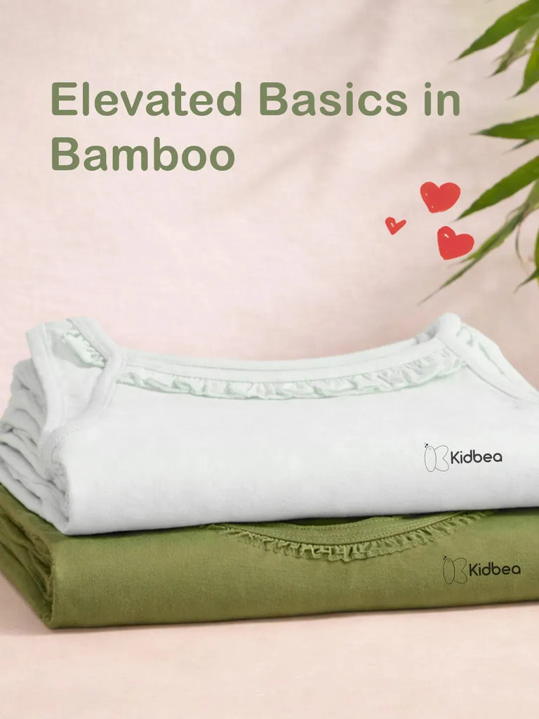 Bamboo Camisole for Kids Pack of 2 (Olive Green & White ) – Soft, Breathable & innerwear