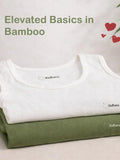 Bamboo Vest for Kids Pack of 2 (Olive Green & White) – Soft, Breathable & innerwear