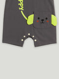 Kidbea Unisex Dungaree Set in Grey – Adorable Puppy Print Overalls with Soft White T-Shirt for Infants
