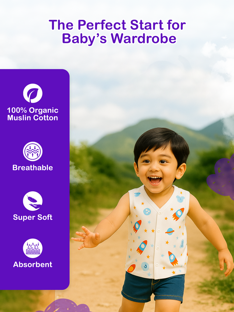 Premium Extra Soft Muslin Baby Jhabla | Assorted Cute Prints