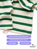 Boys Bamboo Fabric Green Striped Polo T-Shirt