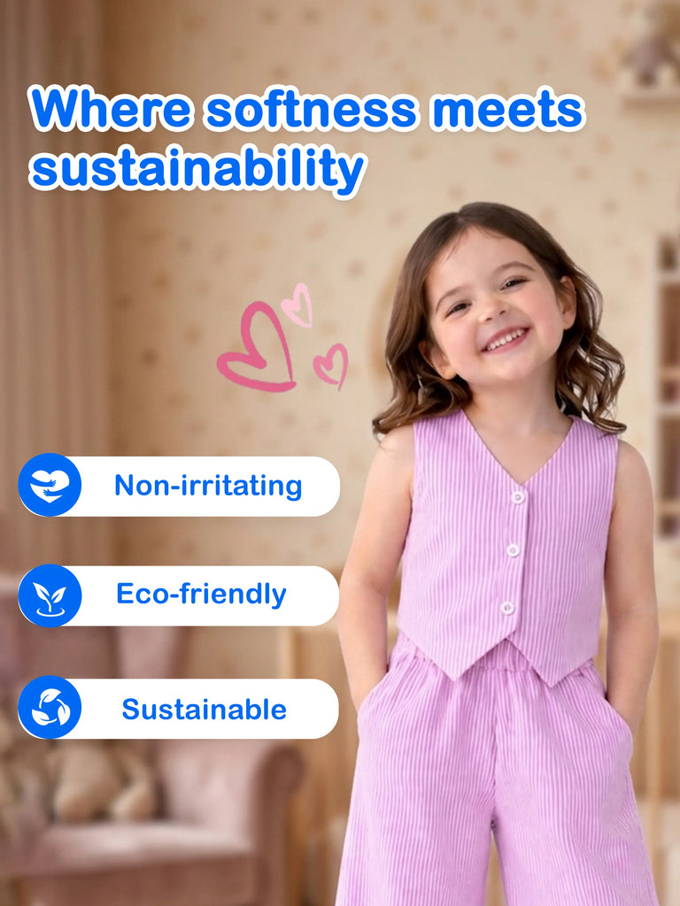 Girls Pink Striped Co-Ord Set | 100% Organic Cotton