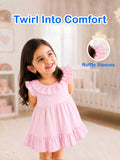 Light  Organic cotton  Charming Pink Girls Frock | Pink