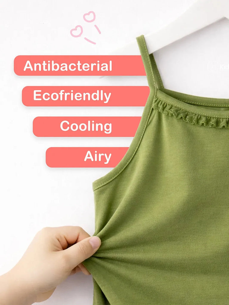 Bamboo Camisole for Kids Pack of 3 (Peach & Olive Green & White) – Soft, Breathable & innerwear
