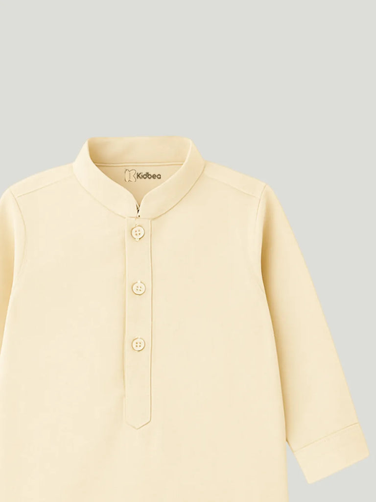 Boys Kurta Pajama with Elegant Embroidered Jacket | Ethnic Set for Weddings & Festivals | Cream