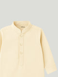 Boys Kurta Pajama with Elegant Embroidered Jacket | Ethnic Set for Weddings & Festivals | Cream