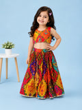 Girls Multicolor Ethnic Crop Top & Skirt Set – Traditional Festive Wear