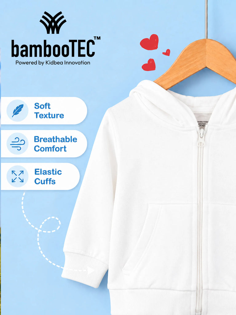 BambooTEC™ Unisex Hoodie – White Bunny Spring Graphic Full-Sleeve Zip-Up Hoodie
