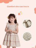 Girls Sleeveless Ruffle Floral Dress | Organic Cotton Summer Frock