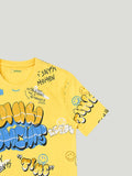 Kidbea Boys Summer Co-Ord Set | Cotton Half Sleeve T-Shirt and Shorts | Yellow