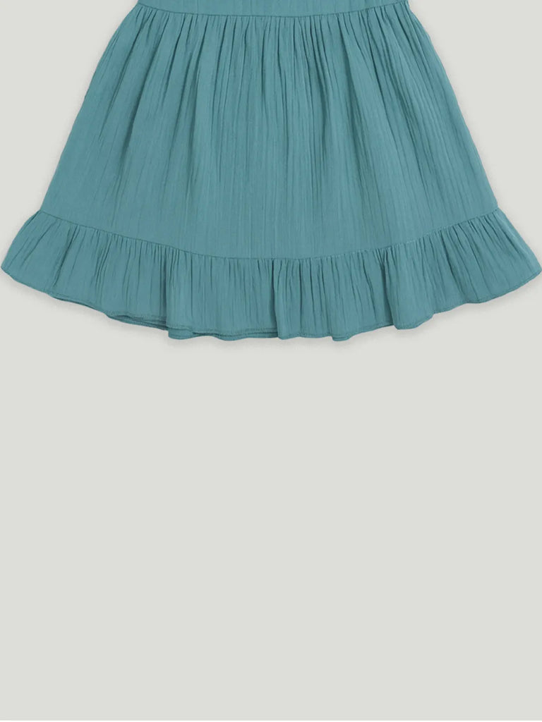 Light Organic Cotton Charming Teal Frock | Elegant & Comfortable