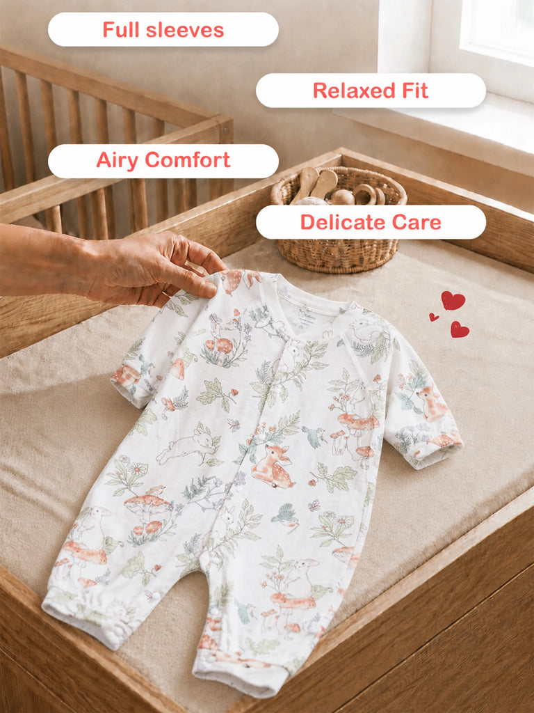 BambooTEC™ Unisex Bamboo Baby Romper – Woodland Friends Print