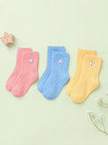 Bamboo Fabric Kids Ribbed Crew Socks Combo Pack – Pink, Sky Blue & Yellow (Pack of 3)