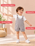 Kids Cotton Dungaree Set with T-Shirt – Grey Suspender Dungaree & White Tee
