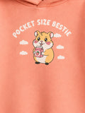 Unisex Peach Hoodie – Pocket Size Bestie Hamster Print Sweatshirt