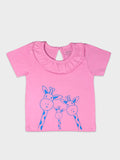 Kidbea  100 % Cotton fabric Girls t-shirt combo | Pack of 5| Girl Boss, My doll, Good vibes , Los Angeles & Giraffe