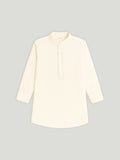 Kidbea Boys Kurta Pajama with Asymmetric Embroidered Jacket | Ethnic Wear Set for Weddings & Festivals | Cream