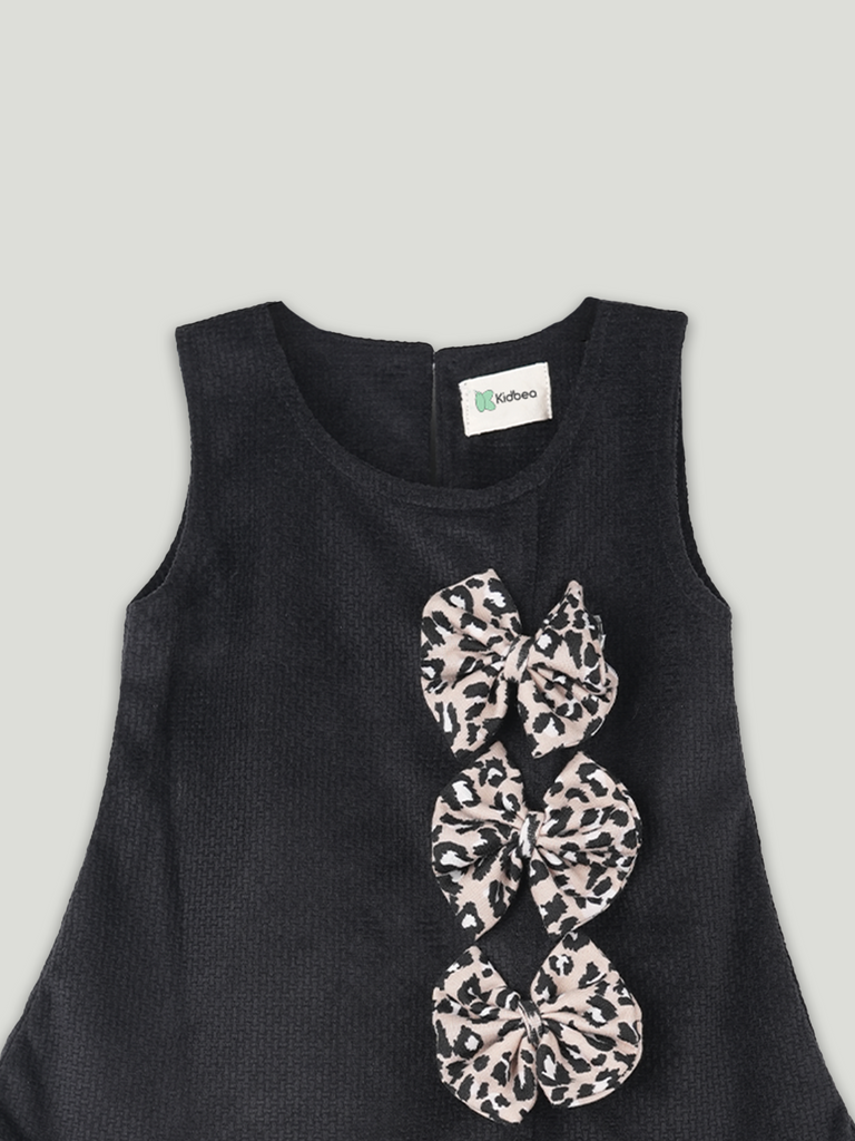Baby Girl Black Frock with Bow Detail | 100% Organic Cotton