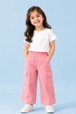 Girls Pink Cotton Cargo Pants – Comfortable & Stylish Everyday Bottomwear