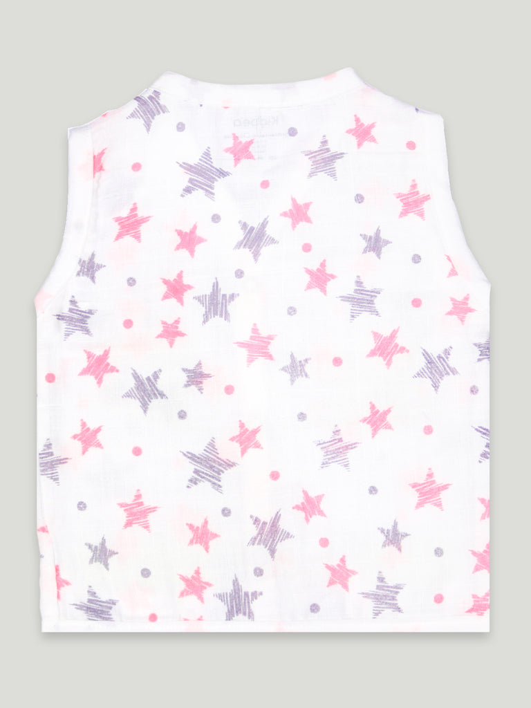 Kidbea Extra Soft Muslin Cotton Jhabla Cloth for Baby | Mickey, Sun and Star Print | Print May Vary