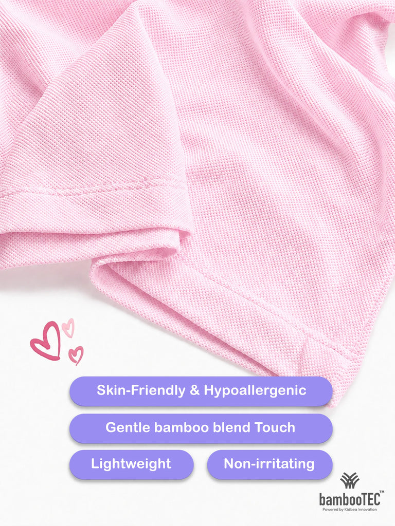 Boys Bamboo Fabric Pink Polo T-Shirt