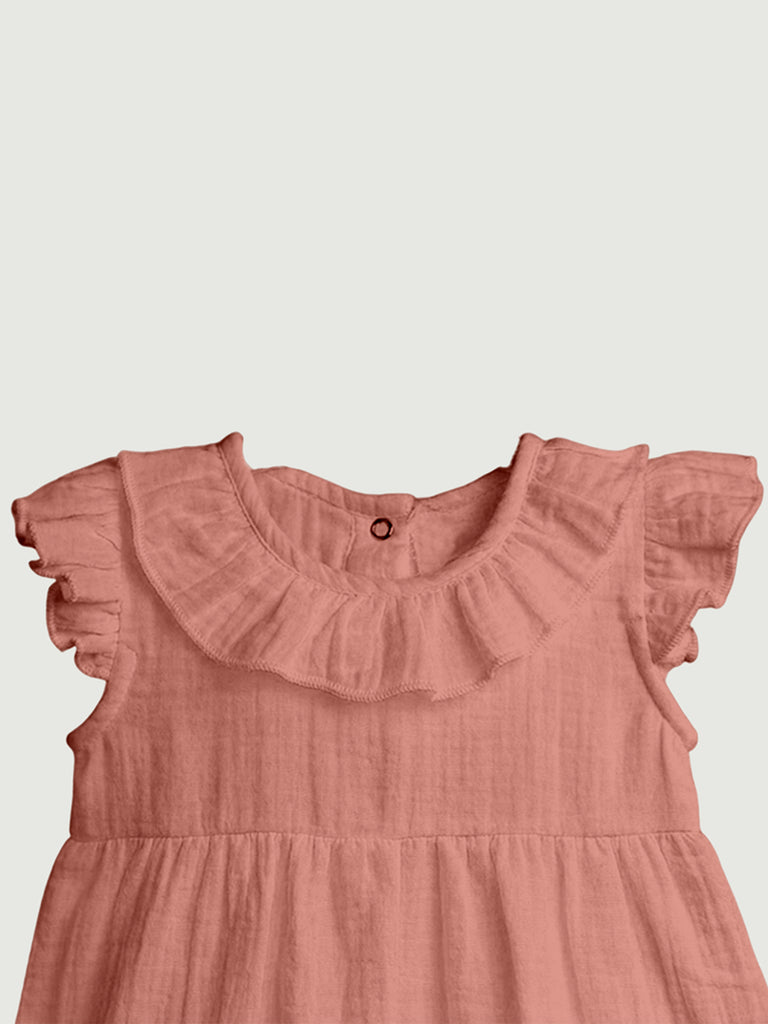 Light Linen Girls Dress Set | Pack of 2 (Off White & Rust)