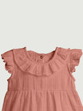 Light Linen Girls Dress Set | Pack of 2 (Off White & Rust)