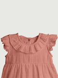 Light Organic cotton Girls Frock Set | Pack of 2 (Off White & Rust)