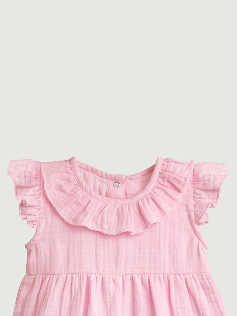 Light Linen Girls Dress Set | Pack of 4 (Rust, Pink, Off White & Sky blue)