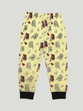 Unisex Kids Cotton Nightsuit Set | Firetruck Print | Full Sleeves Pajamas | Cream