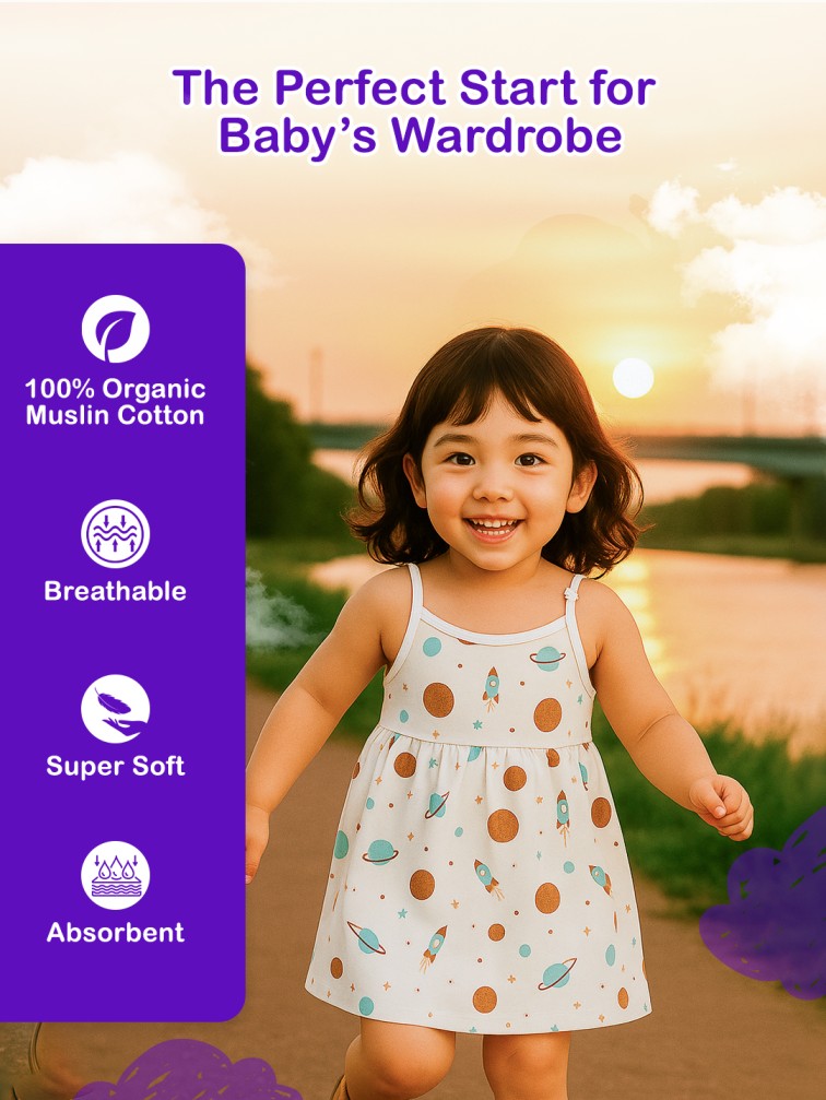 Premium Extra Soft Muslin Baby Girls Frock | Assorted Cute Prints