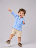 Light Organic Cotton Sky Blue Shirt & Beige Shorts Co-ord Set