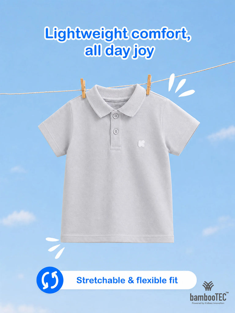 Boys Bamboo Fabric Grey Polo T-Shirt