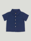 Light Organic Cotton Shirt & Pant Navy Blue Co-ord Set