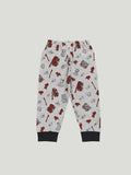 Kidbea Unisex Kids Cotton Night Suit Set | Firetruck Print  | Full Sleeves Pajamas | Grey