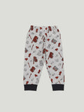 Unisex Kids Cotton Nightsuit Set | Firetruck Print  | Full Sleeves Pajamas | Grey