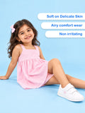 Girls Cotton Frock – Light Pink Sleeveless Flared Dress with Waist Tie