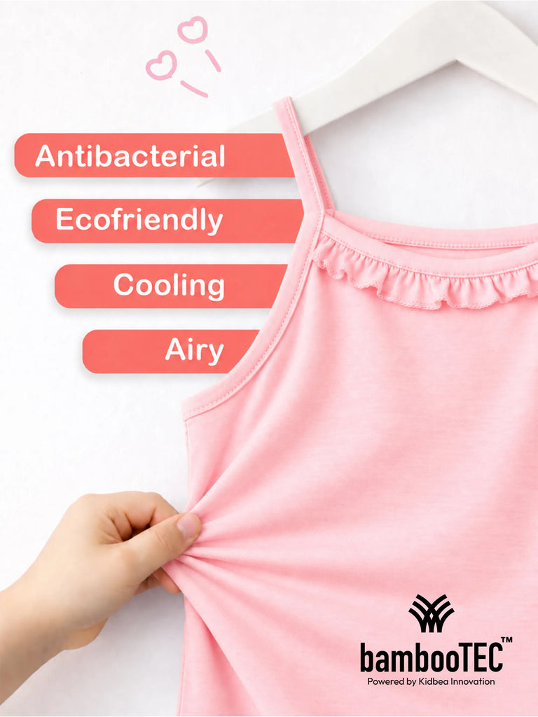 BambooTEC™ Girls Camisole Pack of 4 – Pink Ruffle Tops