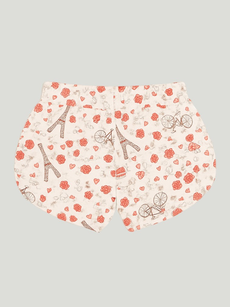 Kidbea Girls Abstract Print Clothing Set | Ruffle Sleeve Tank Top and Matching Shorts | White