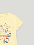 Girls Cotton T-Shirt | Cute Hello Kitty Cartoon Print | Soft & Breathable | Casual Summer Wear for Toddlers & Kids Yellow