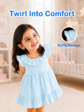 Light  Organic cotton  Sky Blue Girls Frock | Blue