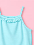 BambooTEC™ Bamboo Girls Camisole – Aqua Blue Sleeveless Ruffle Camisole