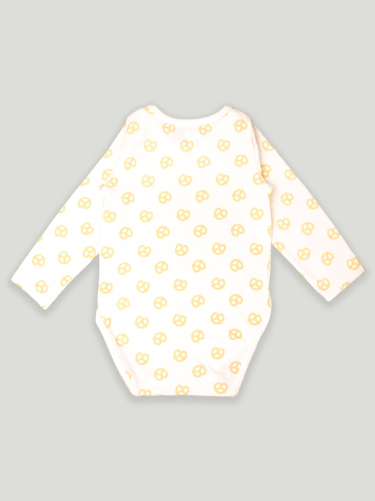 Kidbea 100% Organic cotton baby Pack of 2 onesies Unisex |Cup and Pretzel